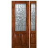 8'-0" 2/3 Lite Knotty Alder Wood Entry Door and One Sidelite with Brazos Decorative Glass