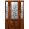 8'-0" 2/3 Lite Knotty Alder Wood Entry Door and Two Sidelites with Brazos Decorative Glass