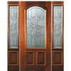 6'-8" Arch Lite Mahogany Wood Entry Door and Two Sidelites with New Orleans Decorative Glass