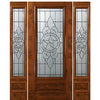 6'-8" 3/4 Lite Knotty Alder Wood Entry Door and Two Sidelites with Brazos Decorative Glass