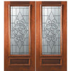 6'-8" 3/4 Lite Mahogany Wood Double Entry Door with Brazos Decorative Glass