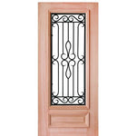 3/4 Lite Forged Iron Mahogany Door with Flemish Glass