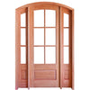 Prehung 6 Lite 1 Panel Arch Top Mahogany Door and Two 12" 3 Lite 1 Panel Sidelites with Insulated, Beveled Glass
