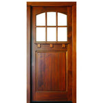 36"x96" Wide Mahogany Craftsman Style True Divided Lite Entry Door with Dentil Shelf