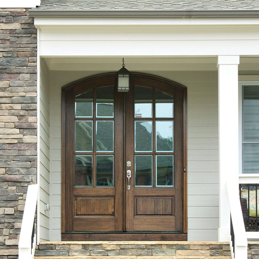 DSA Doors - Mahogany Wood Tiffany TDL 6LT 8/0 E-17 Exterior Double