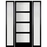 NP 4 Lite 4-Block 2 Sidelites Smooth FG | Narrow Profile 4 Lite 4-Block 2 Sidelites Smooth Fiberglass Entry Door