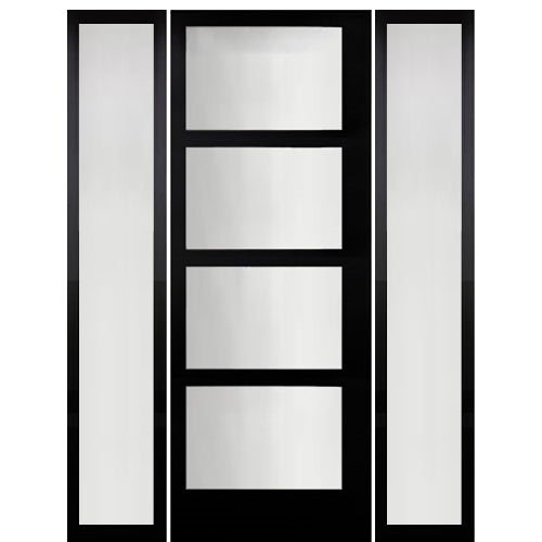 NP 4 Lite 4-Block 2 Sidelites Smooth FG | Narrow Profile 4 Lite 4-Block 2 Sidelites Smooth Fiberglass Entry Door