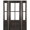 TDL MAH 4 Lite 68-1-2 | 80" Tall 4 Lite 1 Panel Bottom Mahogany Exterior Single Door with Matching 2 Lite Sidelites