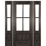 TDL MAH 4 Lite 68-1-2 | 80" Tall 4 Lite 1 Panel Bottom Mahogany Exterior Single Door with Matching 2 Lite Sidelites