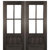 TDL MAH 4 Lite 68-2 | Pair of 80" Tall 4 Lite 1 Panel Bottom Mahogany Exterior Double Doors