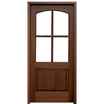 36''x80' Brentwood 4-Lite Mahogany Entry Door with Clear Beveled Low-E Glass