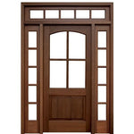 Brentwood 4-Lite Mahogany Entry Door and Two 5-Lite Sidelites and Transom with Clear Beveled Low-E Glass