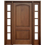 Belle Meade 2-Panel Mahogany Entry Door and Two 5-Lite Sidelites with Clear Beveled Low-E Glass