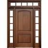 Belle Meade 2-Panel Mahogany Entry Door and Two 5-Lite Sidelites and Transom with Clear Beveled Low-E Glass