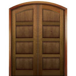 Pair of Solid Mahogany 4 Panel Double Arch Top Doors