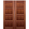 Pair of Solid Mahogany 4 Panel Double Arch Lite Doors