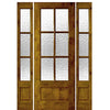36"x96" 6 Lite 1 Panel Bottom Knotty Alder Exterior Single Door with Matching 3 Lite Sidelites