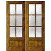 Pair of 36"x96" 6 Lite 1 Panel Bottom Knotty Alder Exterior Double Doors
