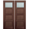 Pair of 96" Tall 1 Lite 3 Panel Mahogany Entry Double Doors