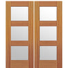 TDL MAH 3 Lite 68-2 | 80" Tall 3 Lite Mahogany Entry Double Doors
