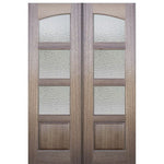 96" Tall 3 Lite 1 Panel Mahogany Exterior Double Doors