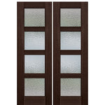 Pair of 96" Tall 4 Lite Mahogany Entry Double Doors