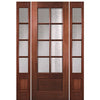 96" Tall 8 Lite 1 Panel Bottom Mahogany Exterior Single Door with Matching 4 Lite Sidelites