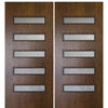 80" Tall Modern Mahogany Exterior Double Doors with 5 Lites