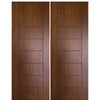 Pair of 96" Tall Mahogany Contemporary Flush Entry Doors