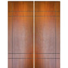 Pair of 96" Tall Mahogany Contemporary Flush Entry Doors with 2 Sets of Horizontal Grooves