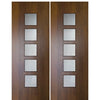 Pair of 96" Tall Mahogany Modern Front Doors with 5 Lites