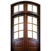 8ft. Tall Pre-hung Eyebrow Radius True Divided 6-Lite Mahogany Double Entry Doors with Arched Glass Panels and Arched Transom
