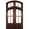Pre-hung 96" Tall 4 Lite Mahogany Entry Double Doors with Arched Top Transom