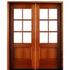 80" 6-Lite TDL Mahogany Double Entry Door with Clear Beveled or Flemish Low-E Glass