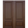 2-Panel Mahogany Grain Fiberglass Double Entry Doors