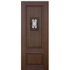 2-Panel Mahogany Grain Fiberglass Entry Door with Speakeasy