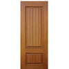 2-Panel Mahogany Grain V-Grooved Fiberglass Entry Door