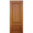 2-Panel Mahogany Grain V-Grooved Fiberglass Entry Door