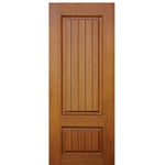 2-Panel Mahogany Grain V-Grooved Fiberglass Entry Door