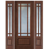 3/4 Lite 1 Panel 9 Lite SDL, Fiberglass Entry Door with Two Sidelites