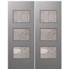 80" (6'-8") Tall Contemporary 3-Lite Smooth Skin Fiberglass Double Doors