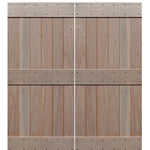 Knotty Alder Ranch Style Mid Rail Double Barn Door