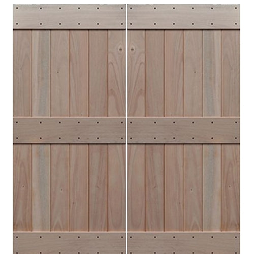 Knotty Alder Ranch Style Mid Rail Double Barn Door