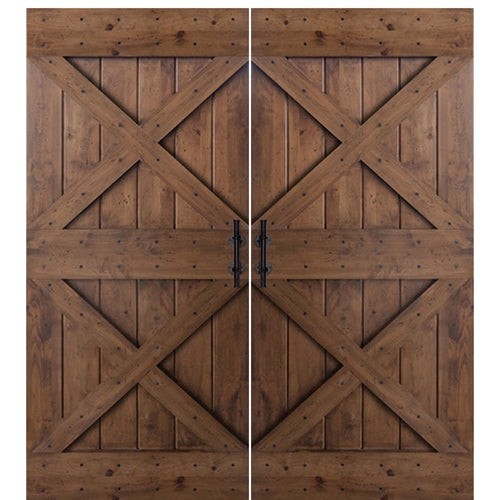 Knotty Alder Double X Double Barn Door