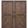 Knotty Alder X Two Panel Double Barn Door