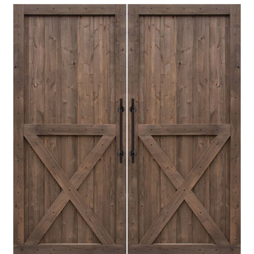 Knotty Alder X Two Panel Double Barn Door