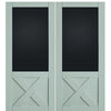 3/4 Panel Blackboard with Crossbuck MDF Double Barn Door