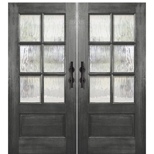 Mahogany 6'-8" Tall Simulated Divided Lite (SDL) Double Barn Door