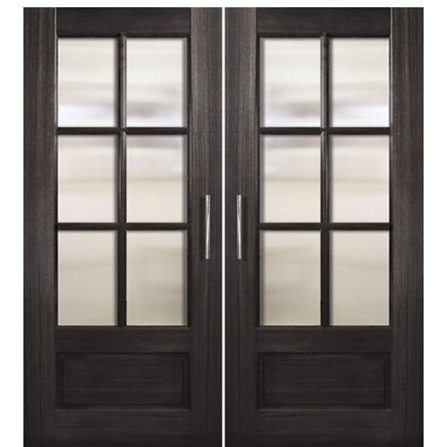 Mahogany 8'-0" Tall Simulated Divided Lite (SDL) Double Barn Door