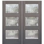 Mahogany 6'-8" Tall Continental 3 Lite Double Barn Door